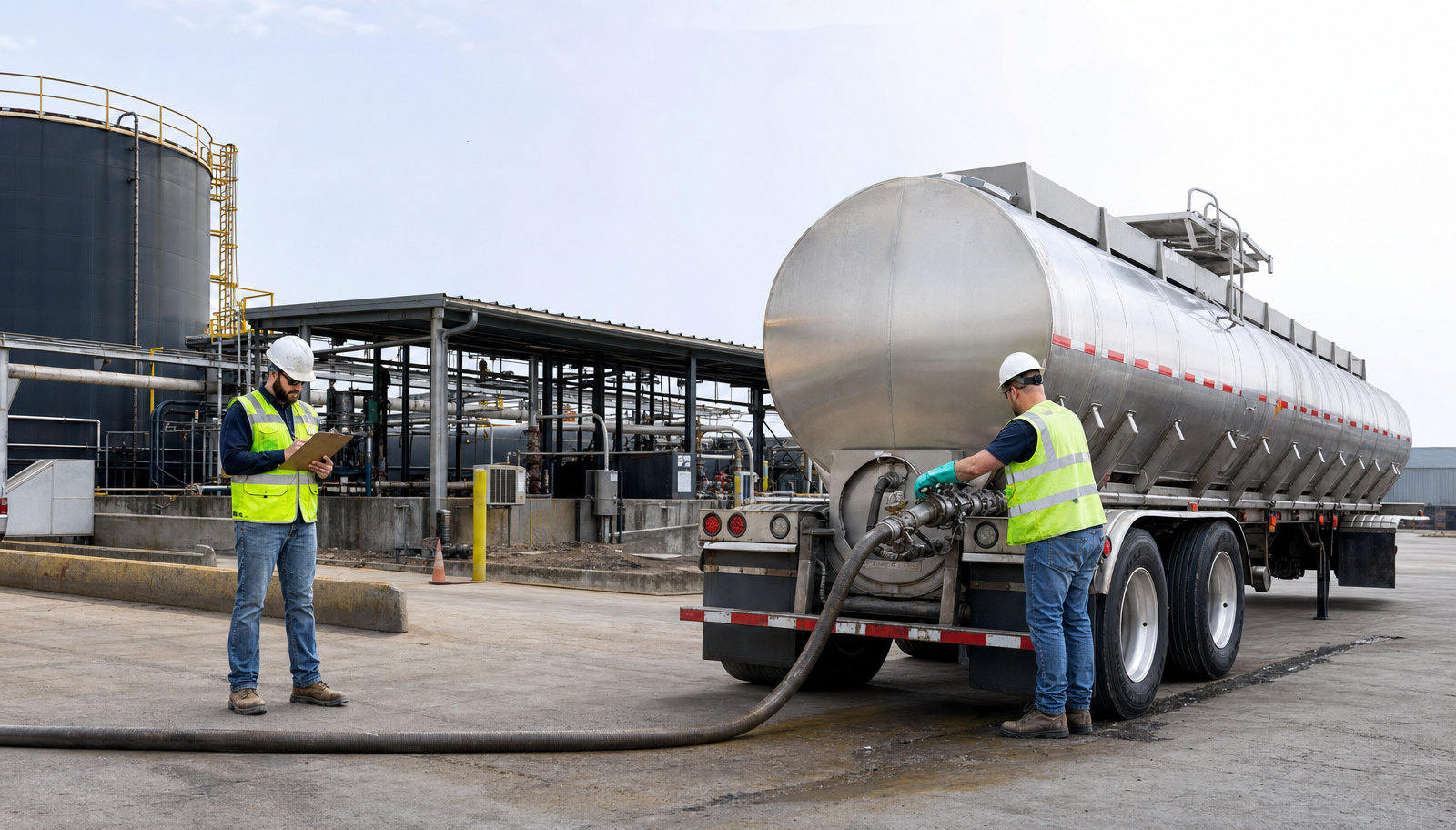 Ozark Grease Pros staff safely pump a grease trap at an industrial site in Northwest Arkansas.
